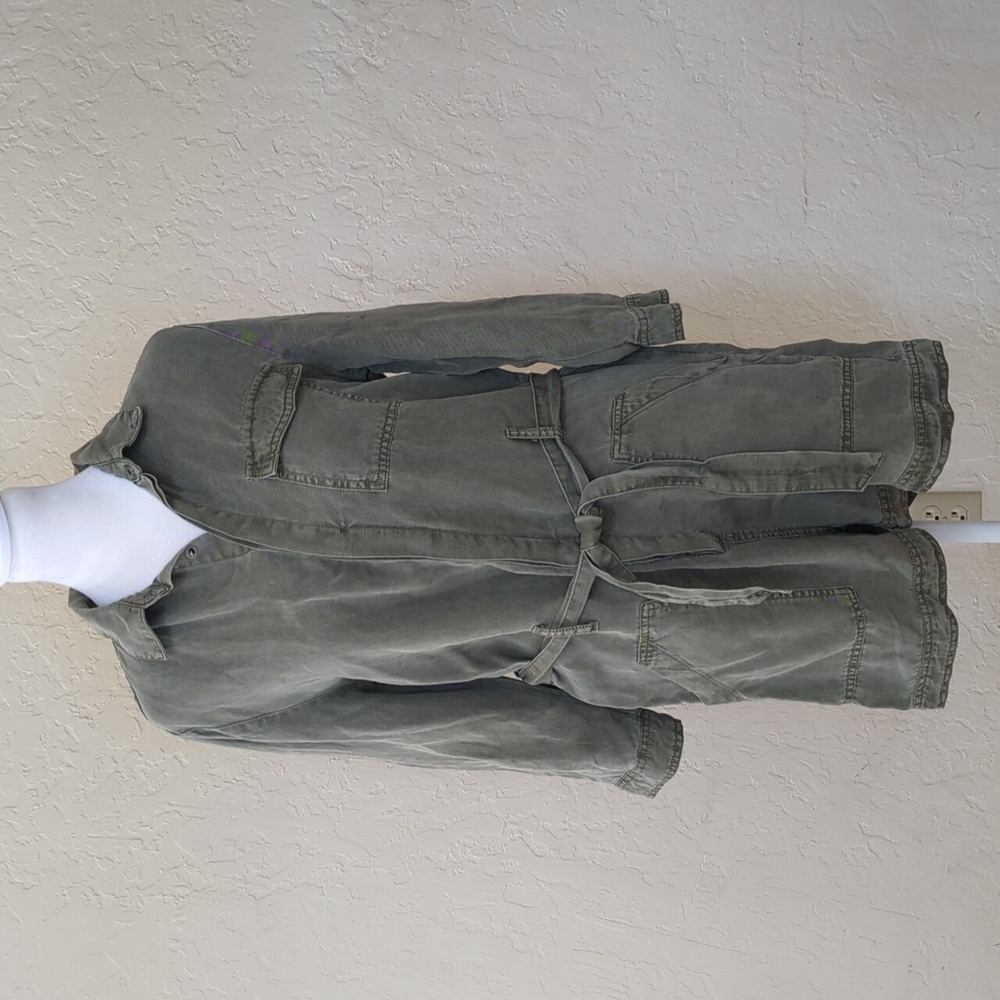 Dear John Army Devon Green Denim Belted Long Sleeve Utility Romper Size XS - Picture 8 of 11